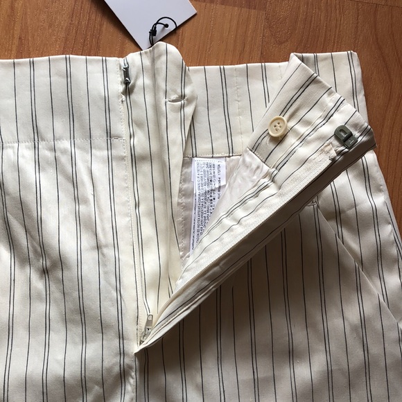Pinstripe midi side slit linen skirt - Picture 4 of 9